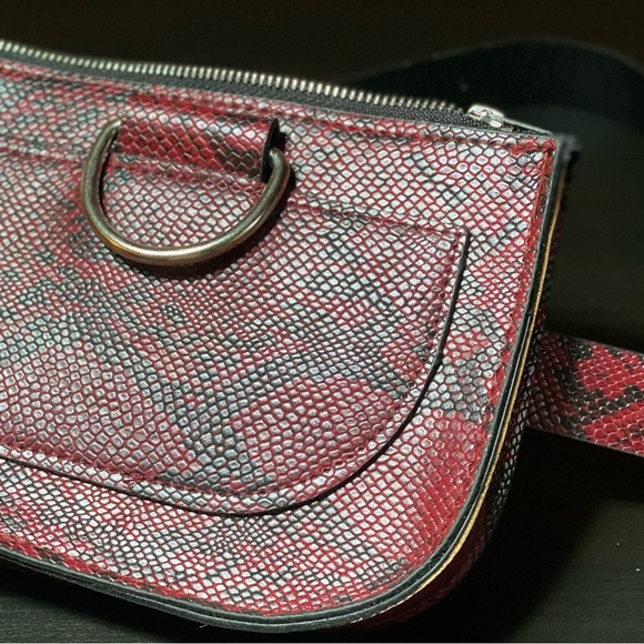 Red Snake Skin Belt Purse PU Leather - Picture 3 of 6